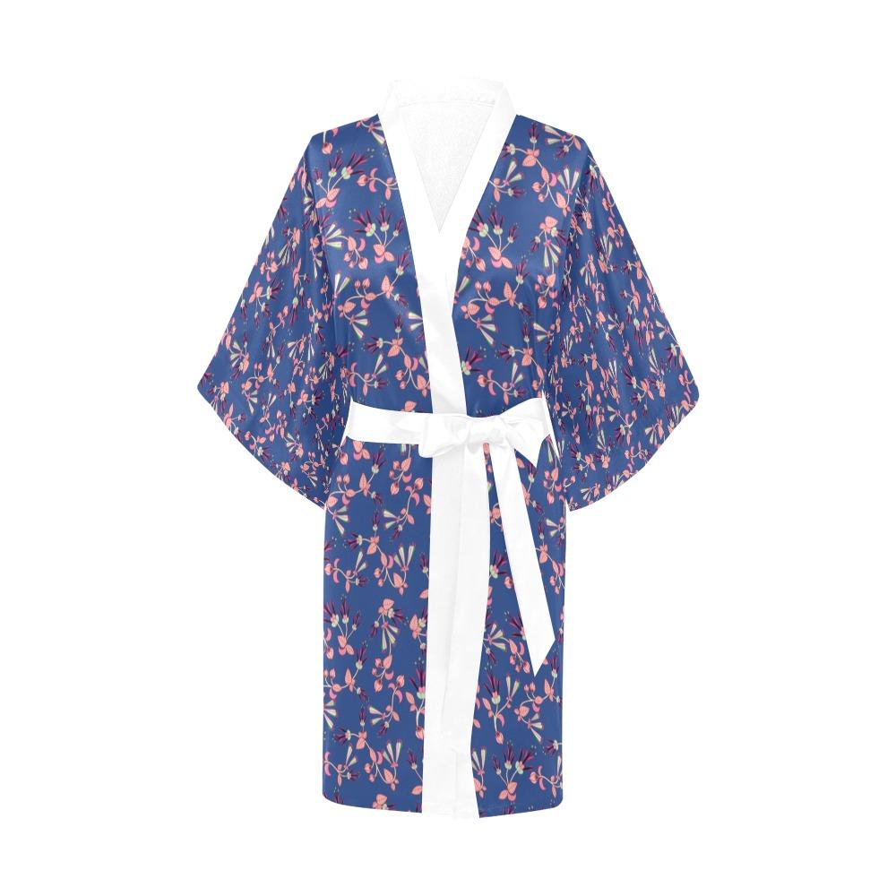 Swift Floral Peach Blue Kimono Robe Artsadd 