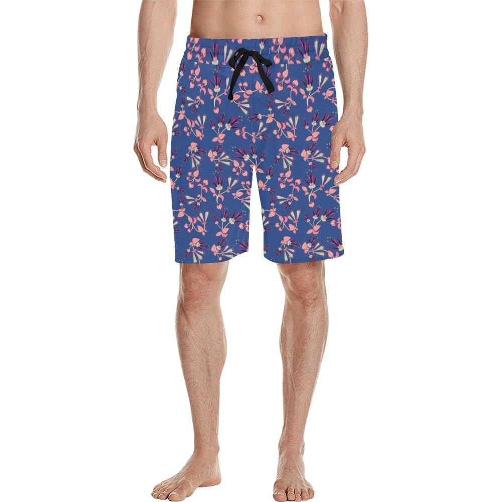 Swift Floral Peach Blue Men's All Over Print Casual Shorts (Model L23) Men's Casual Shorts (L23) e-joyer 