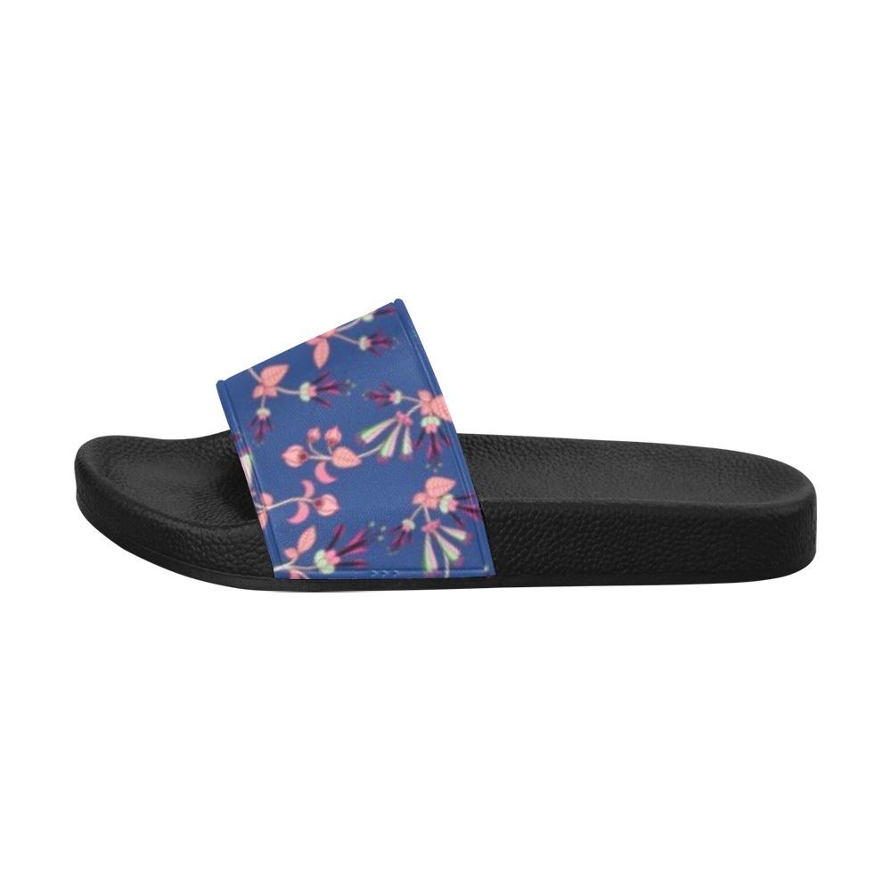 Swift Floral Peach Blue Men's Slide Sandals (Model 057) Men's Slide Sandals (057) e-joyer
