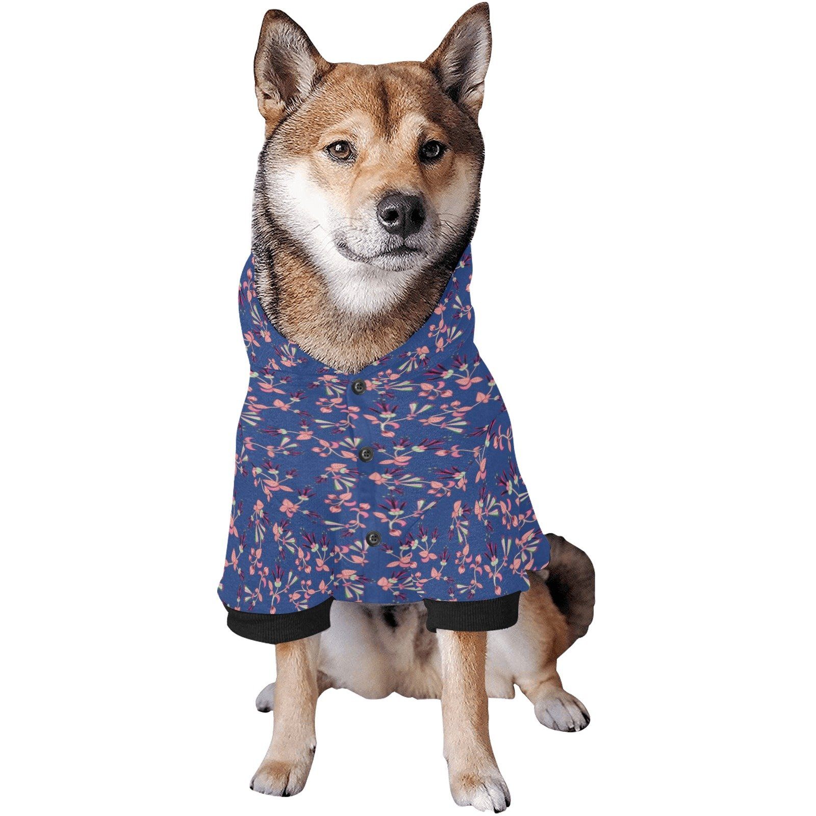 Swift Floral Peach Blue Pet Dog Hoodie Pet Dog Hoodie e-joyer