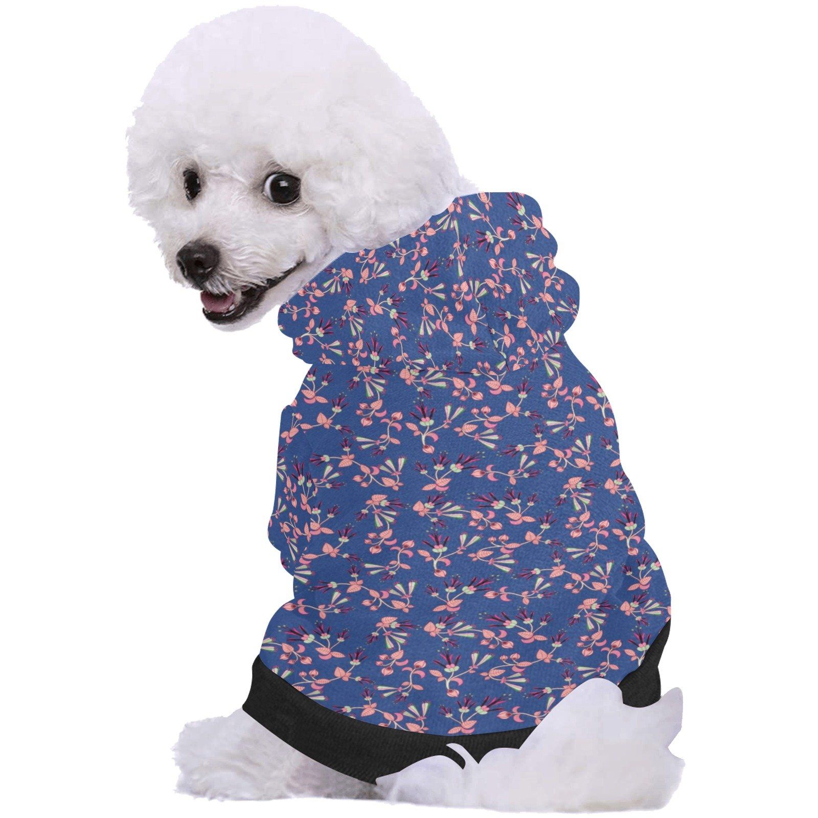 Swift Floral Peach Blue Pet Dog Hoodie Pet Dog Hoodie e-joyer