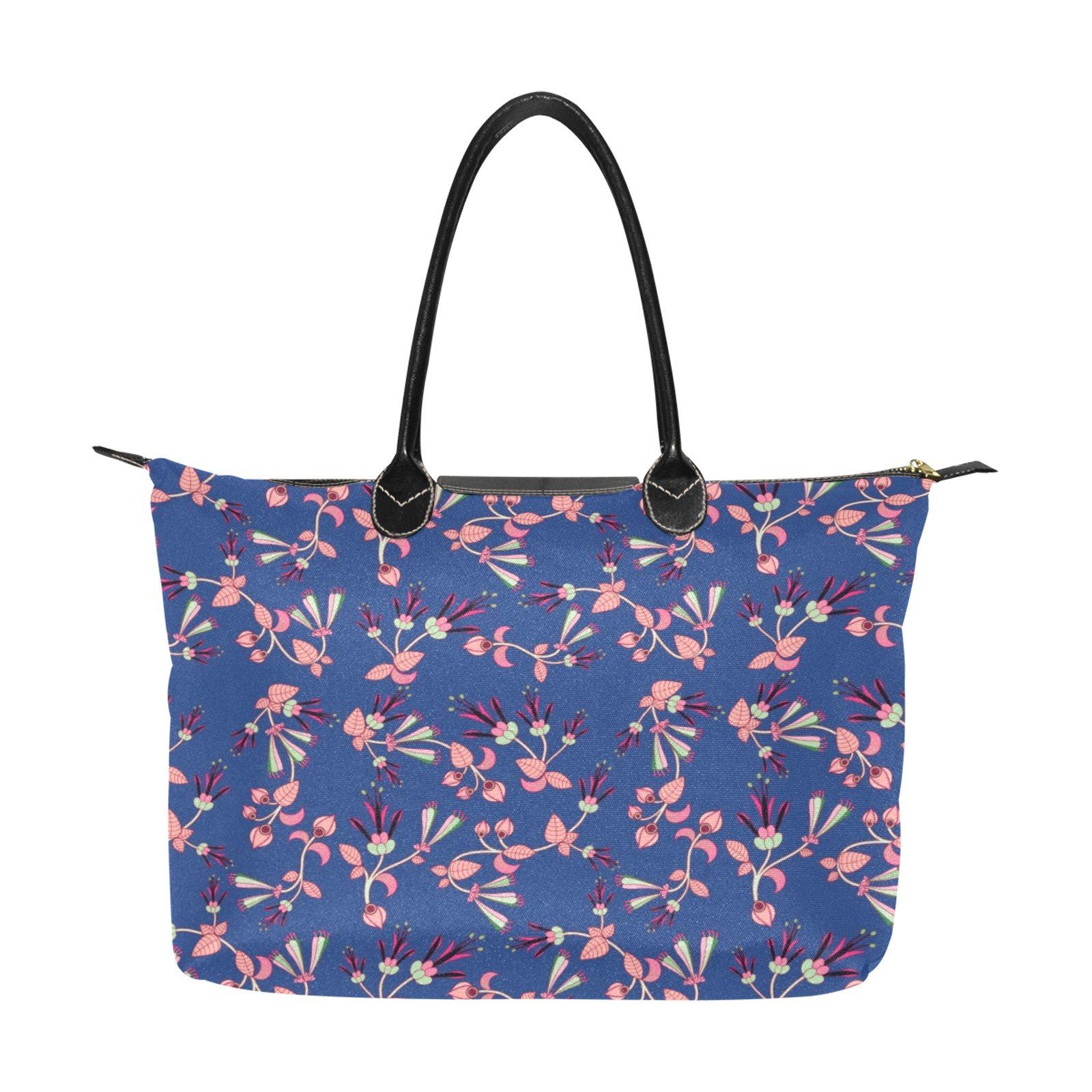 Swift Floral Peach Blue Single-Shoulder Lady Handbag (Model 1714) bag e-joyer