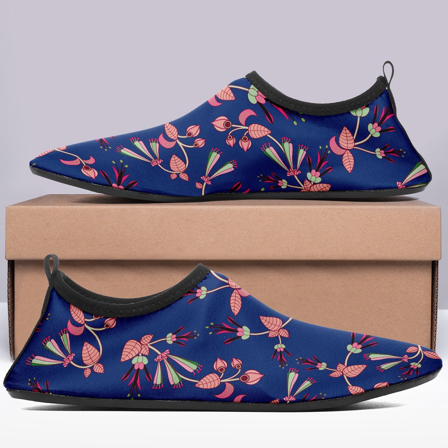 Swift Floral Peach Blue Sockamoccs Slip On Shoes Herman