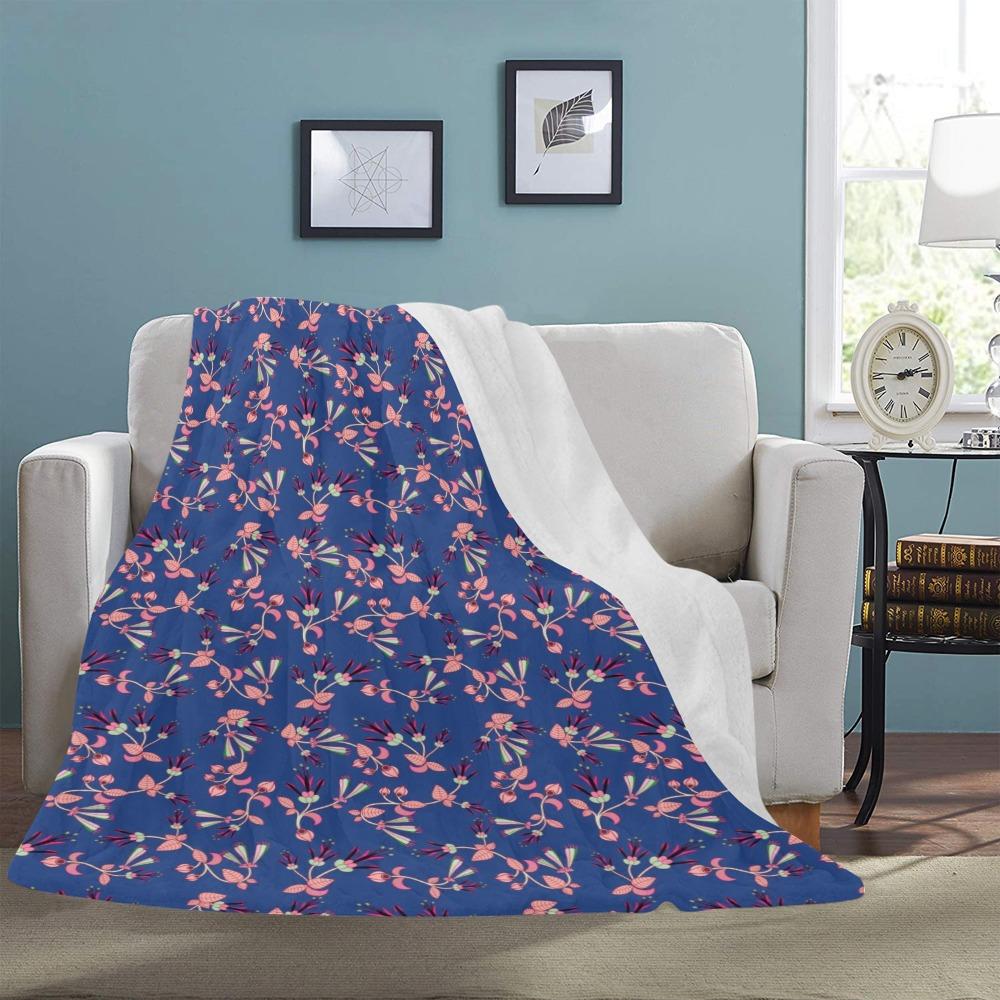 Swift Floral Peach Blue Ultra-Soft Micro Fleece Blanket 60"x80" Ultra-Soft Blanket 60''x80'' e-joyer
