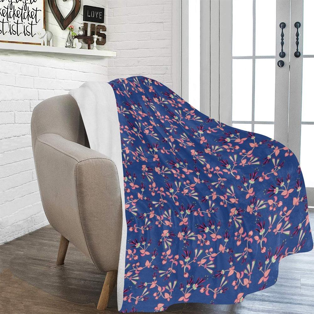 Swift Floral Peach Blue Ultra-Soft Micro Fleece Blanket 60"x80" Ultra-Soft Blanket 60''x80'' e-joyer 