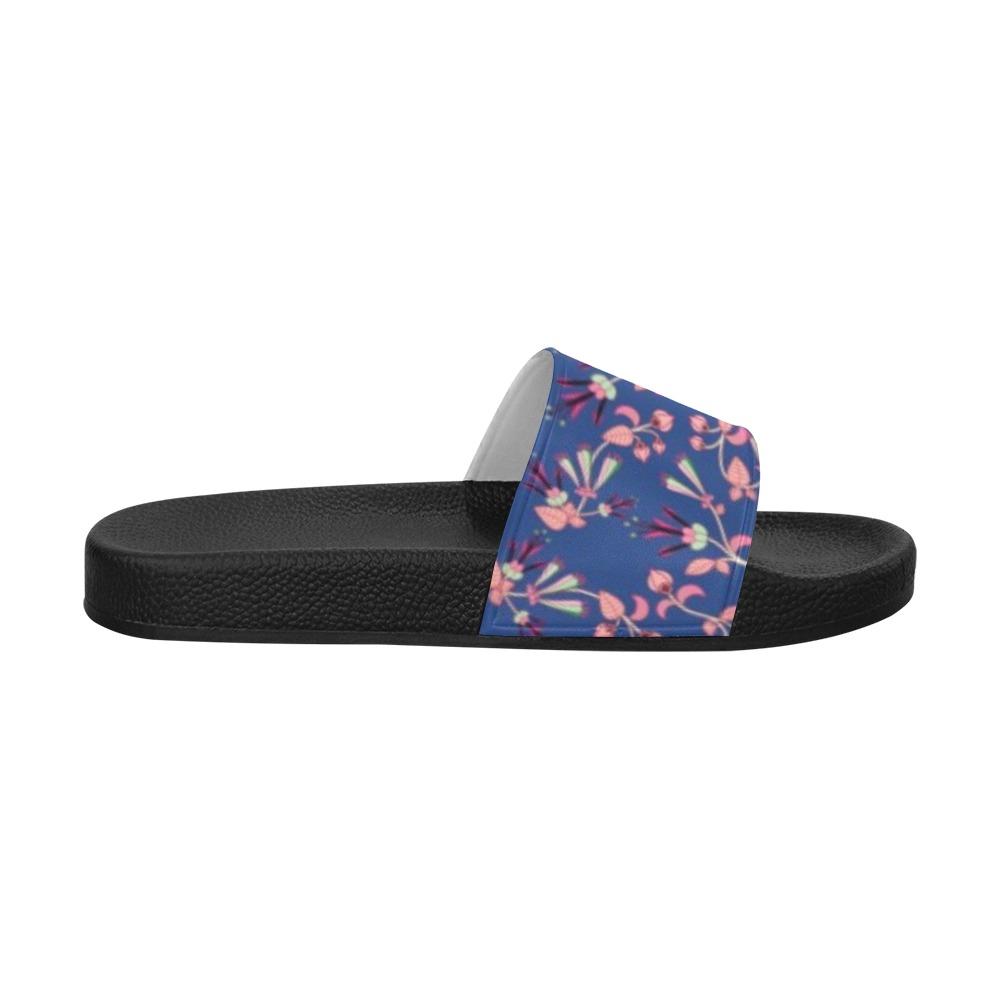 Swift Floral Peach Blue Women's Slide Sandals (Model 057) Women's Slide Sandals (057) e-joyer