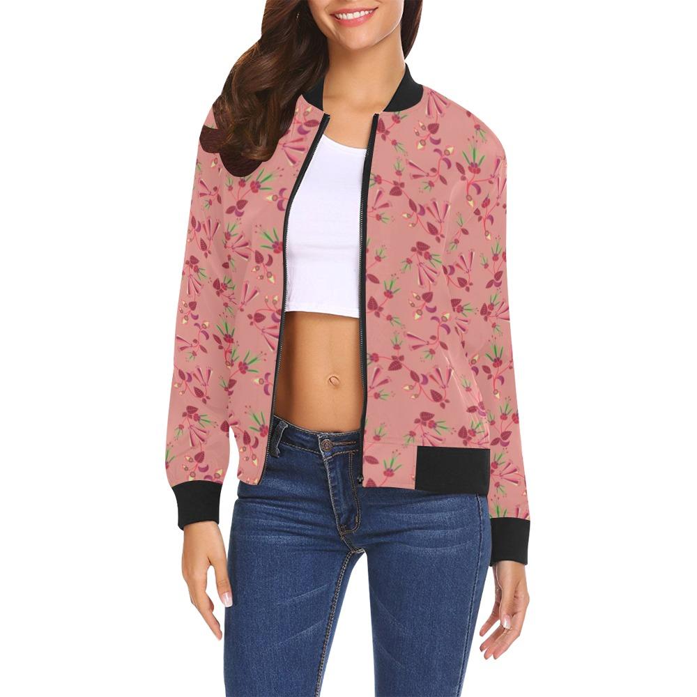 Swift Floral Peach Rouge Remix All Over Print Bomber Jacket for Women (Model H19) Jacket e-joyer