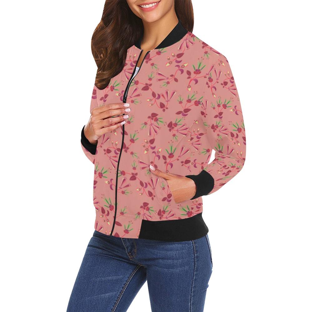 Swift Floral Peach Rouge Remix All Over Print Bomber Jacket for Women (Model H19) Jacket e-joyer
