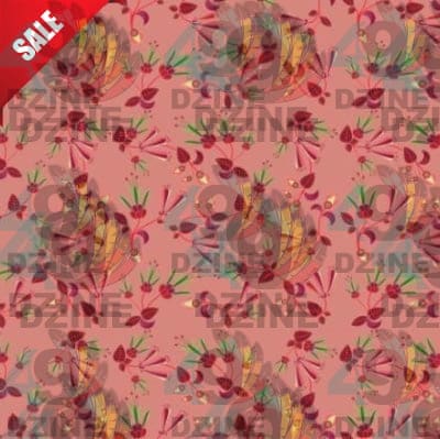 Swift Floral Peach Rouge Remix Cotton Poplin Fabric By the Yard Fabric NBprintex