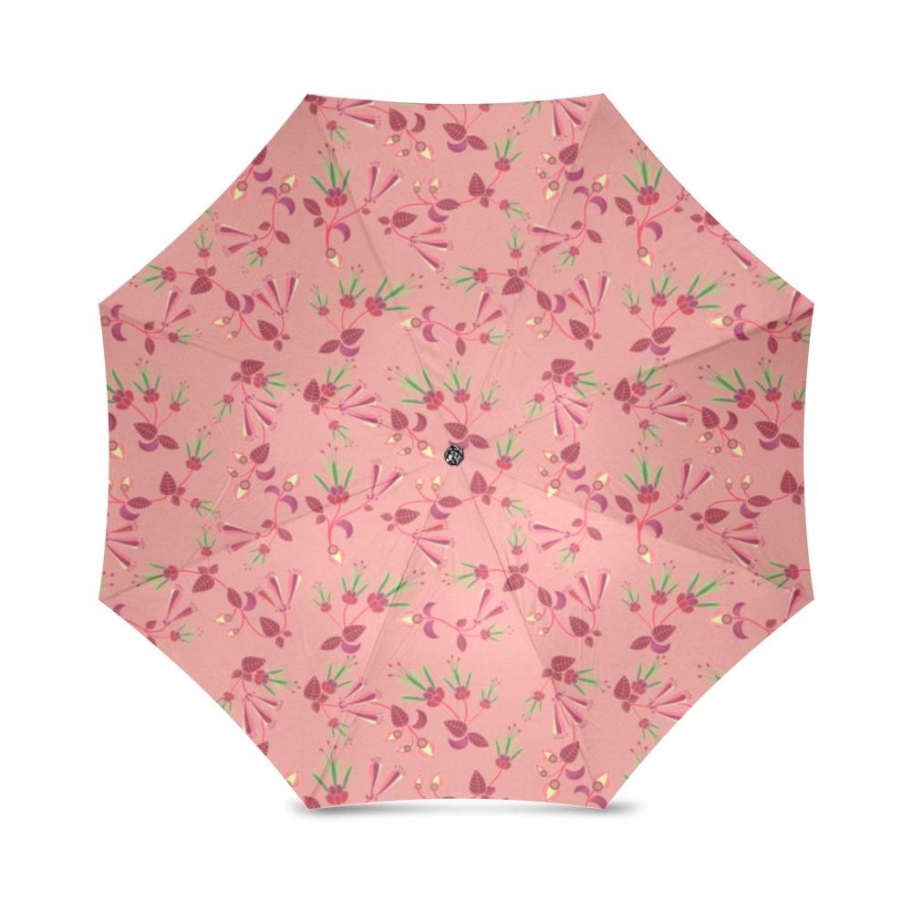 Swift Floral Peach Rouge Remix Foldable Umbrella (Model U01) Foldable Umbrella e-joyer 
