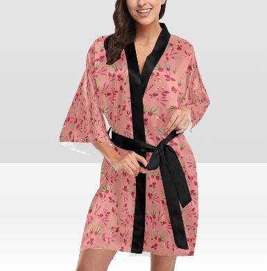 Swift Floral Peach Rouge Remix Kimono Robe Artsadd