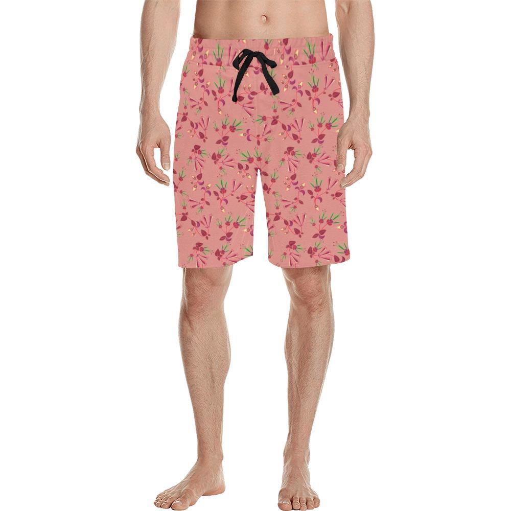 Swift Floral Peach Rouge Remix Men's All Over Print Casual Shorts (Model L23) Men's Casual Shorts (L23) e-joyer
