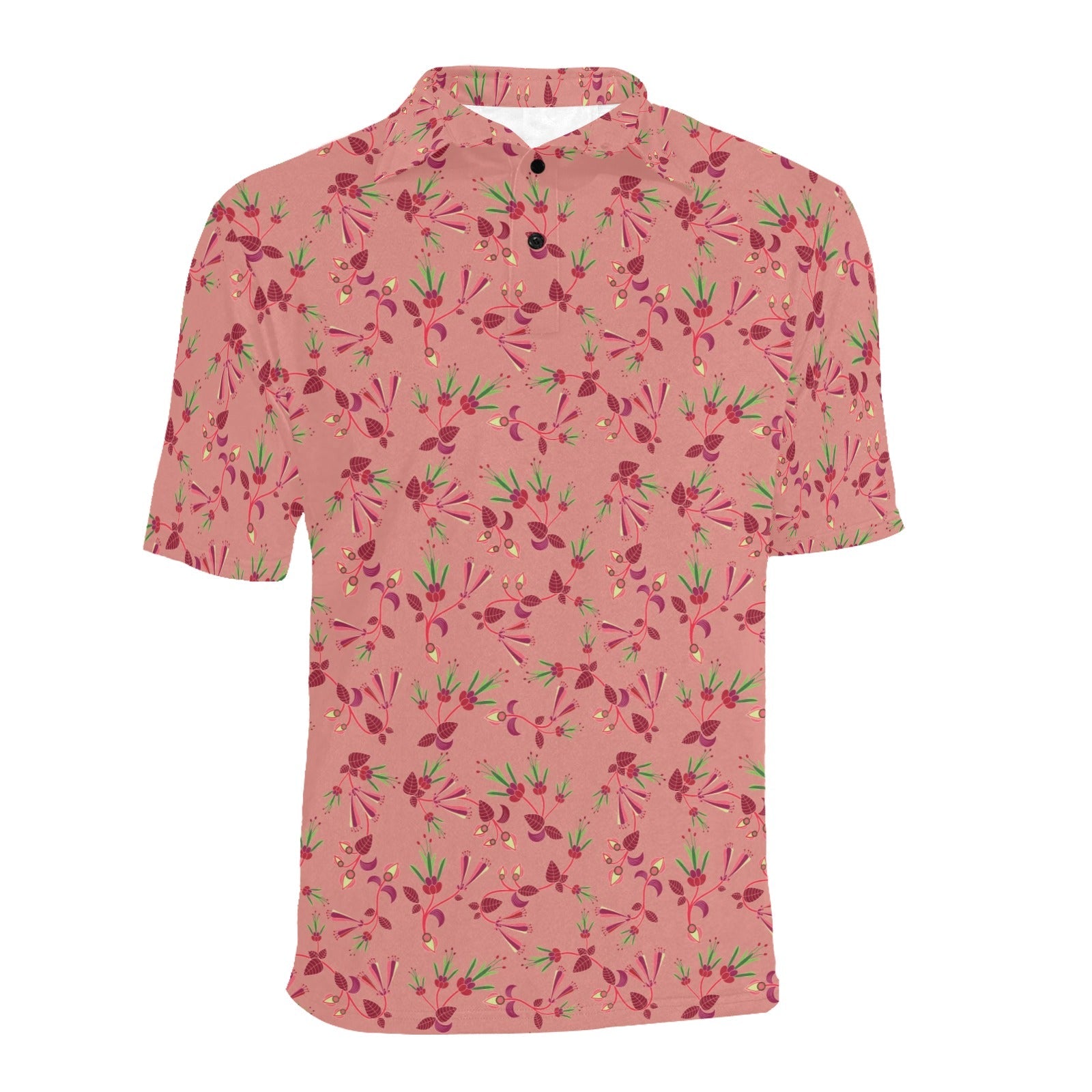 Swift Floral Peach Rouge Remix Men's All Over Print Polo Shirt (Model T55) Men's Polo Shirt (Model T55) e-joyer