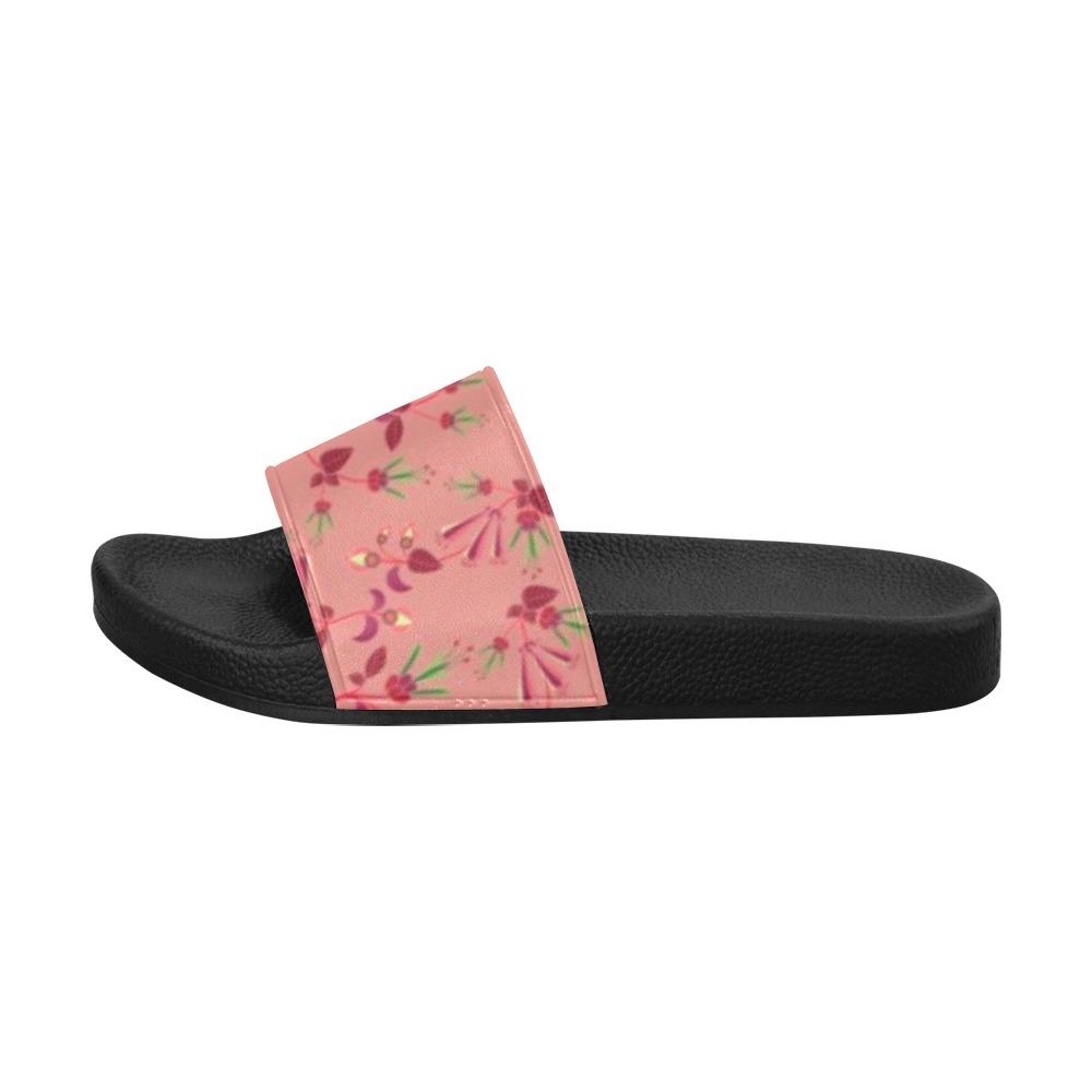 Swift Floral Peach Rouge Remix Men's Slide Sandals (Model 057) Men's Slide Sandals (057) e-joyer