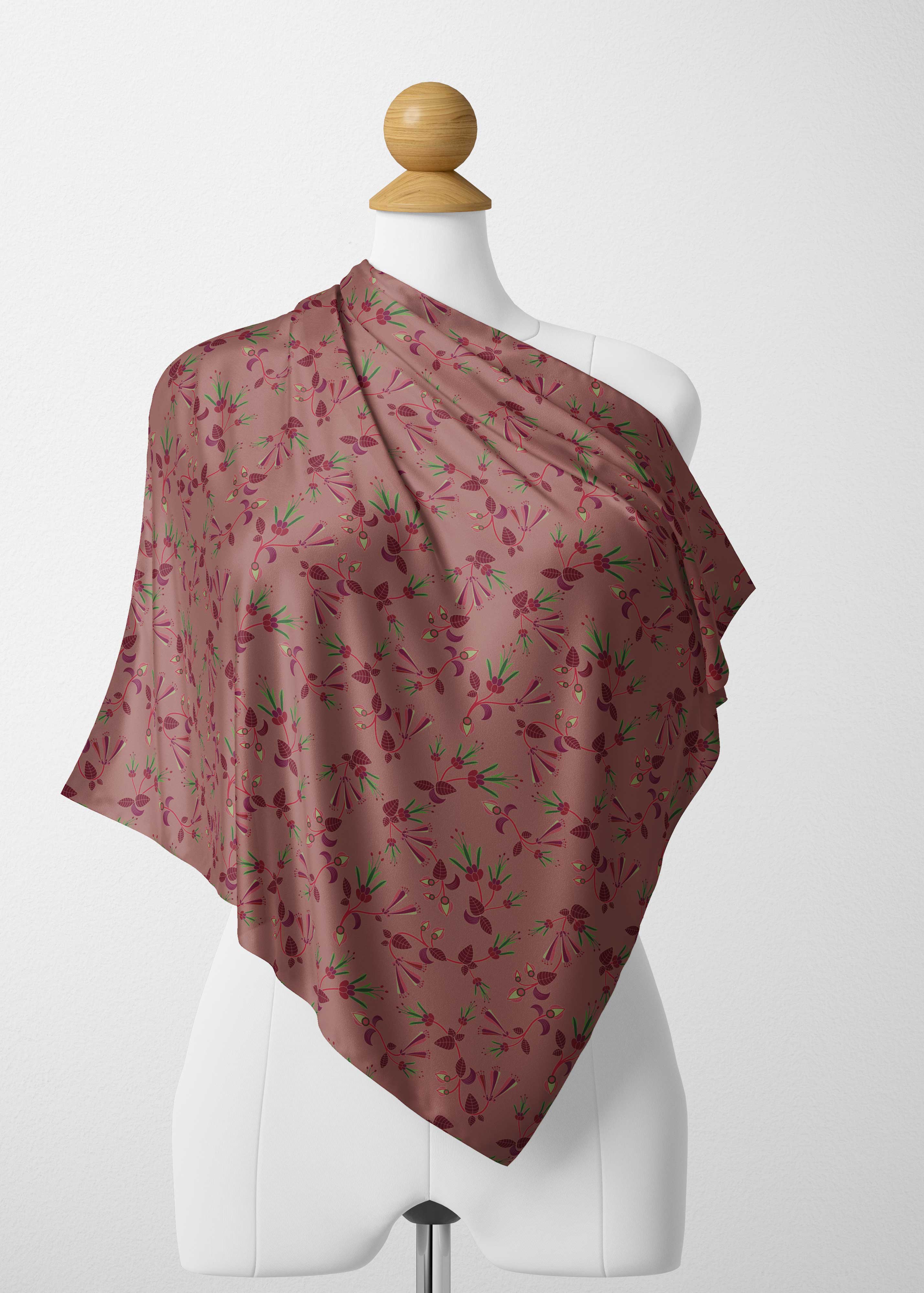 Swift Floral Peach Rouge Remix Satin Shawl Scarf 49 Dzine