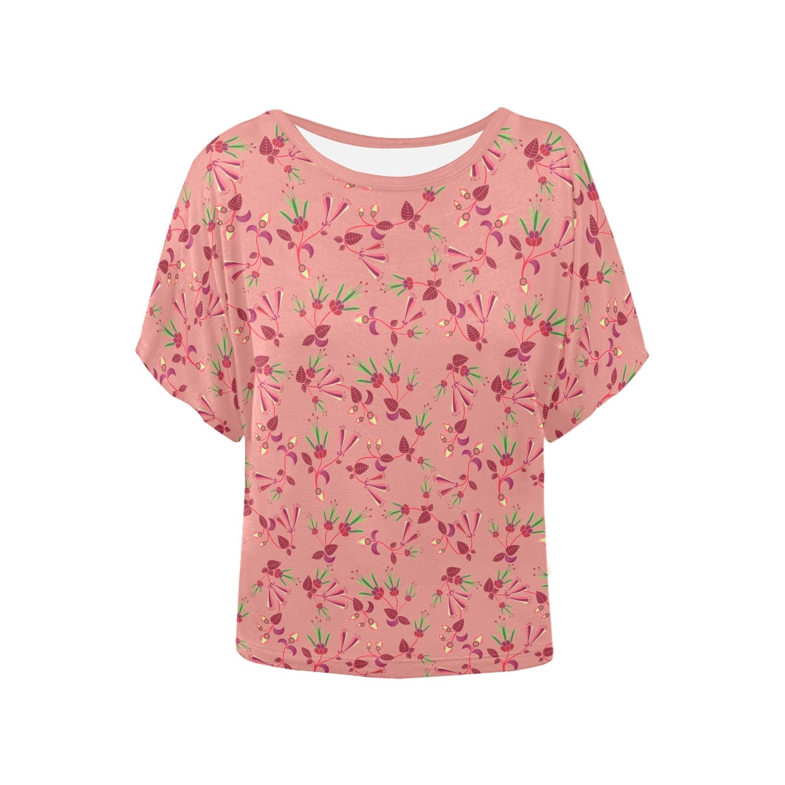 Swift Floral Peach Rouge Remix Women's Batwing-Sleeved Blouse T shirt (Model T44) Women's Batwing-Sleeved Blouse T shirt (T44) e-joyer 