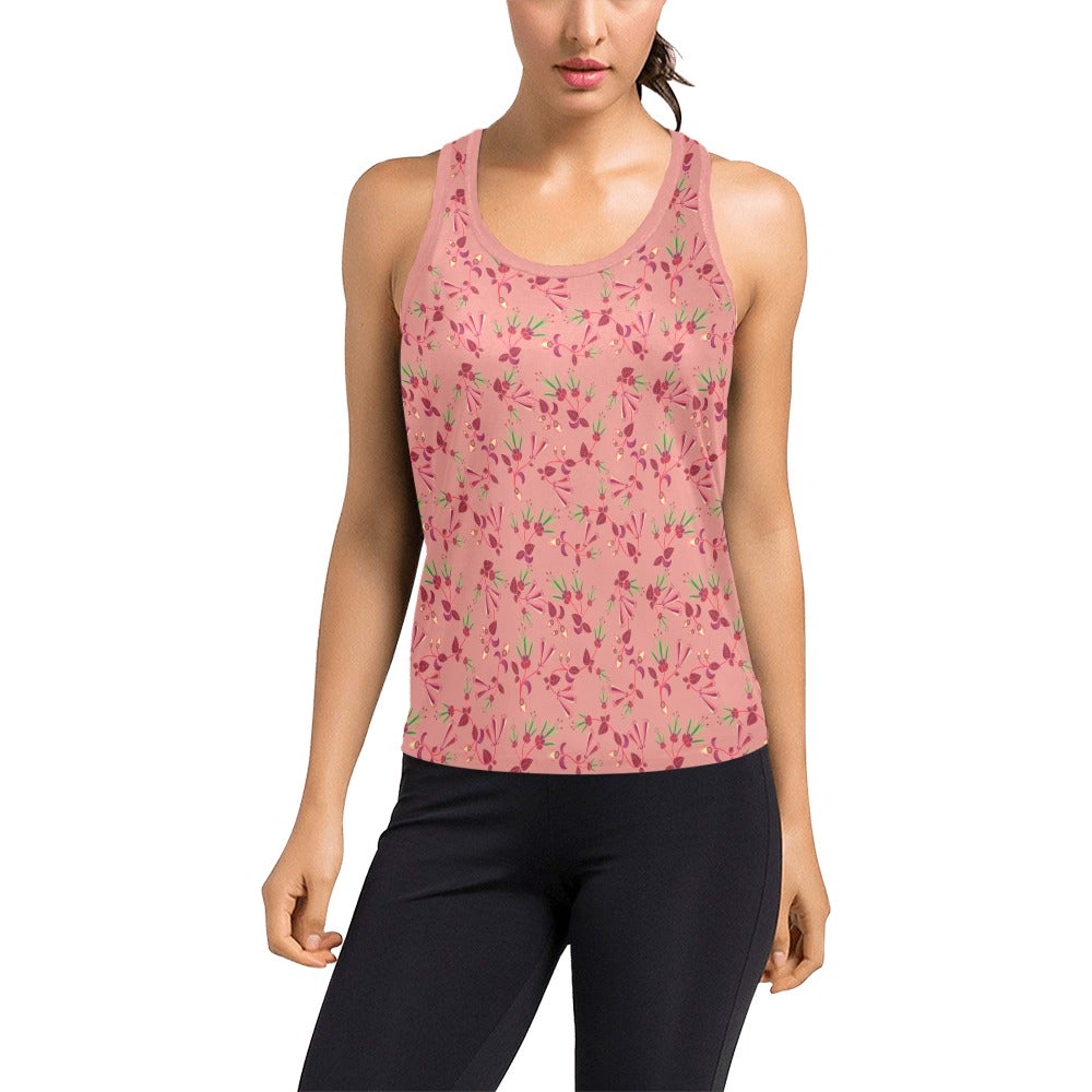 Swift Floral Peach Rouge Remix Women's Racerback Tank Top (Model T60) Racerback Tank Top (T60) e-joyer