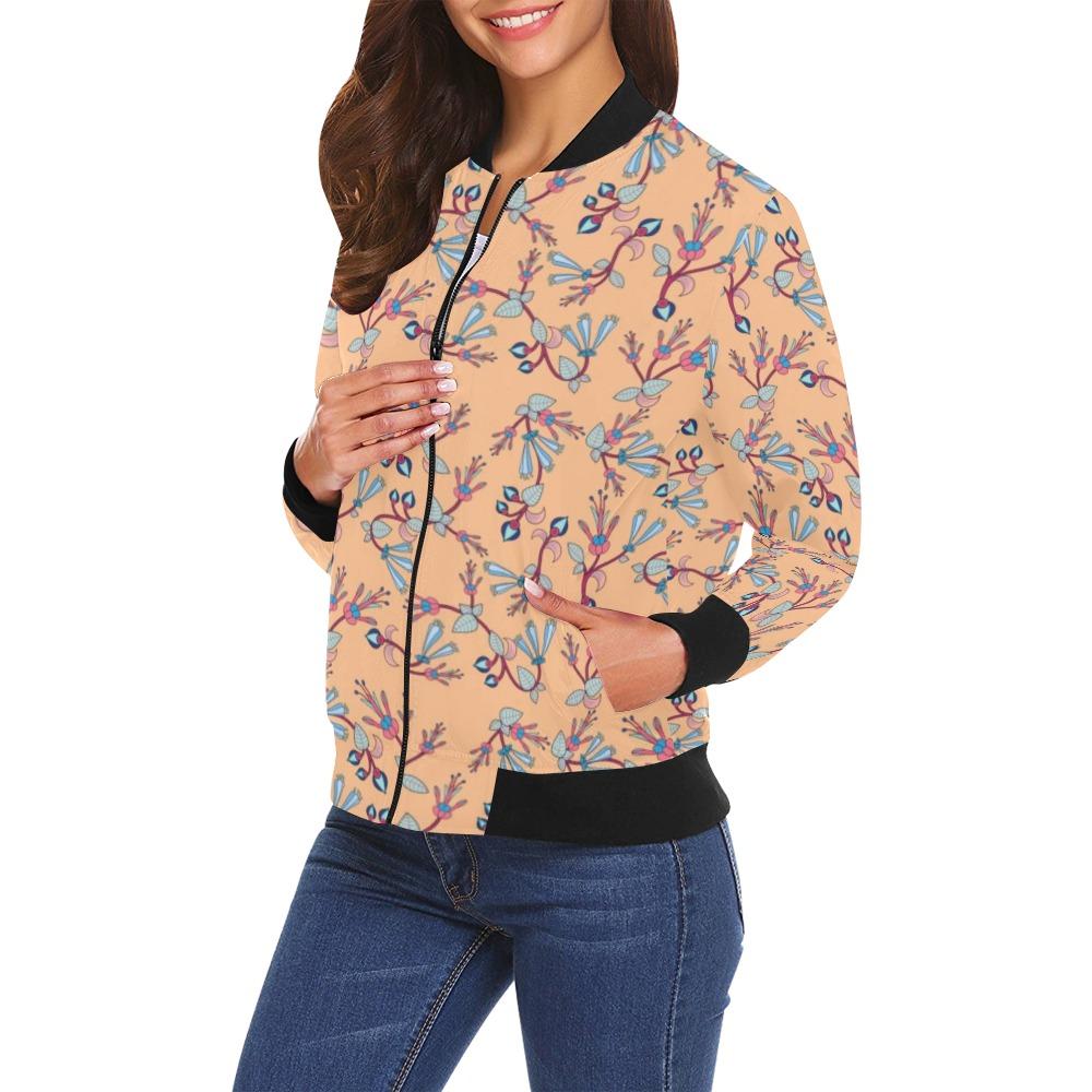 Swift Floral Peache All Over Print Bomber Jacket for Women (Model H19) Jacket e-joyer
