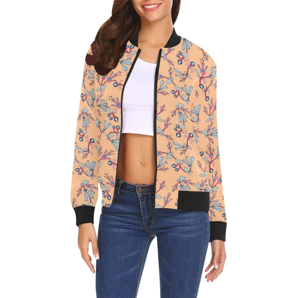 Swift Floral Peache All Over Print Bomber Jacket for Women (Model H19) Jacket e-joyer