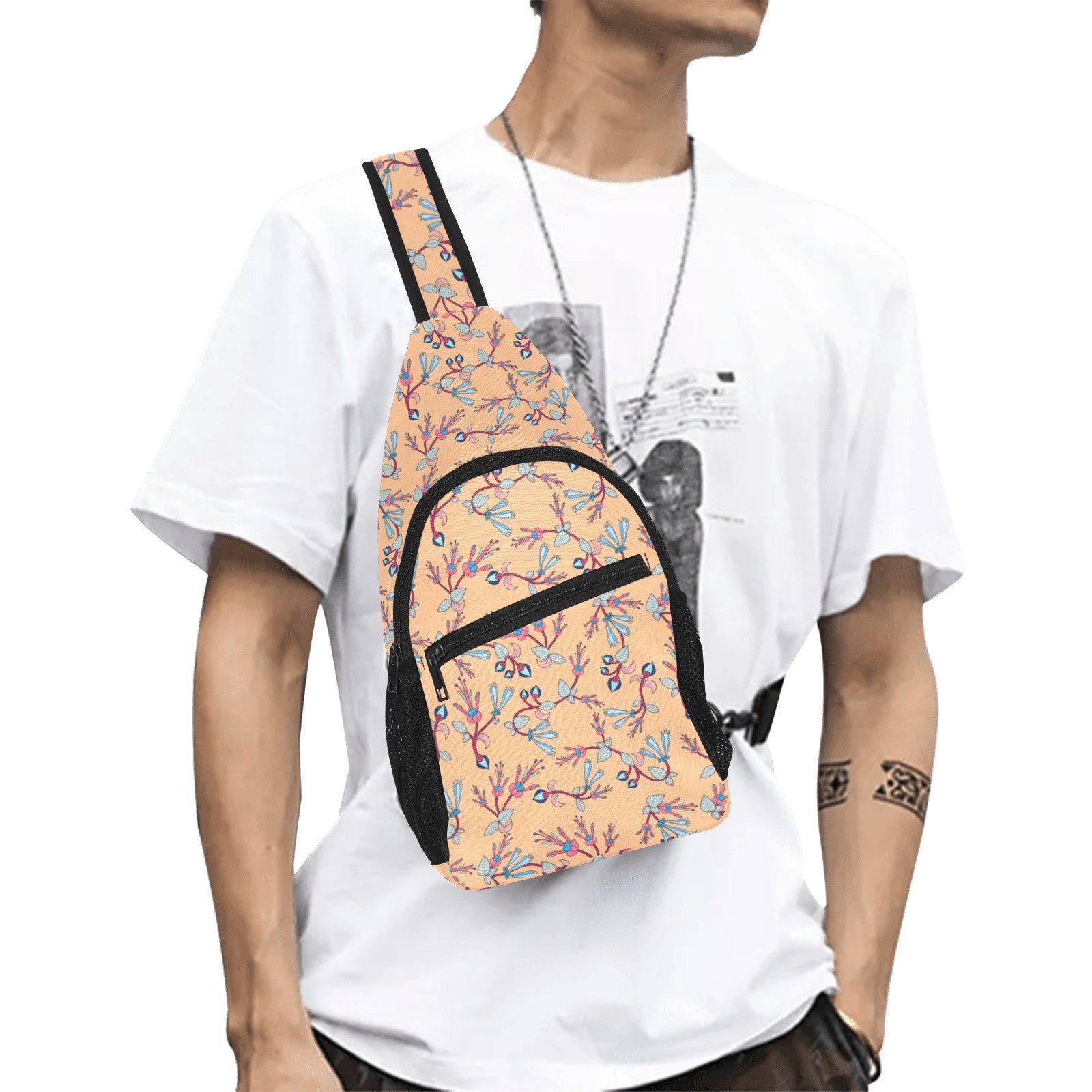 Swift Floral Peache All Over Print Chest Bag (Model 1719) All Over Print Chest Bag (1719) e-joyer
