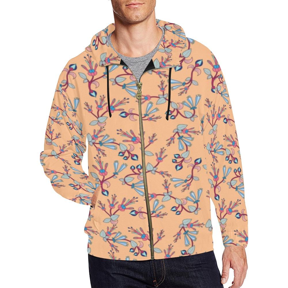 Swift Floral Peache All Over Print Full Zip Hoodie for Men (Model H14) All Over Print Full Zip Hoodie for Men (H14) e-joyer