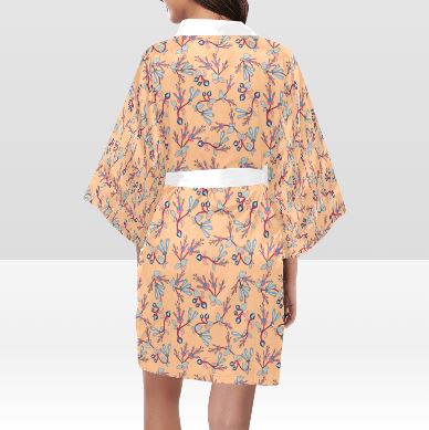 Swift Floral Peache Kimono Robe Artsadd