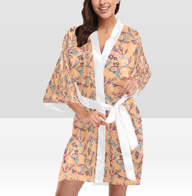 Swift Floral Peache Kimono Robe Artsadd