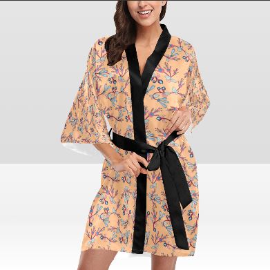 Swift Floral Peache Kimono Robe Artsadd