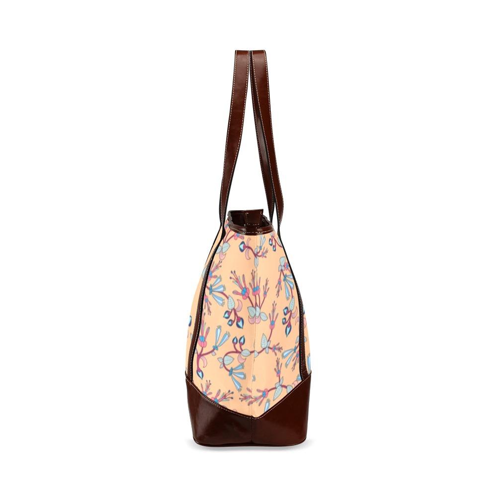 Swift Floral Peache Tote Handbag (Model 1642) Tote Handbags (1642) e-joyer