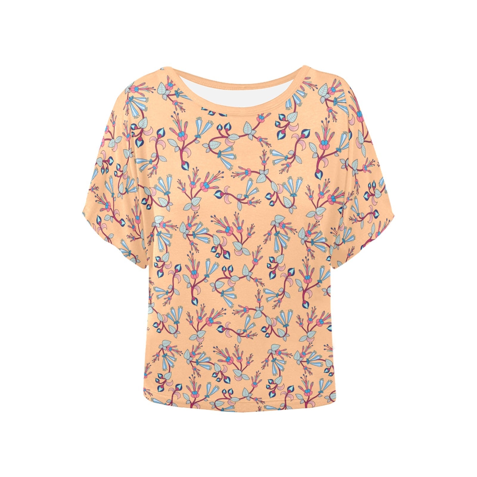 Swift Floral Peache Women's Batwing-Sleeved Blouse T shirt (Model T44) Women's Batwing-Sleeved Blouse T shirt (T44) e-joyer