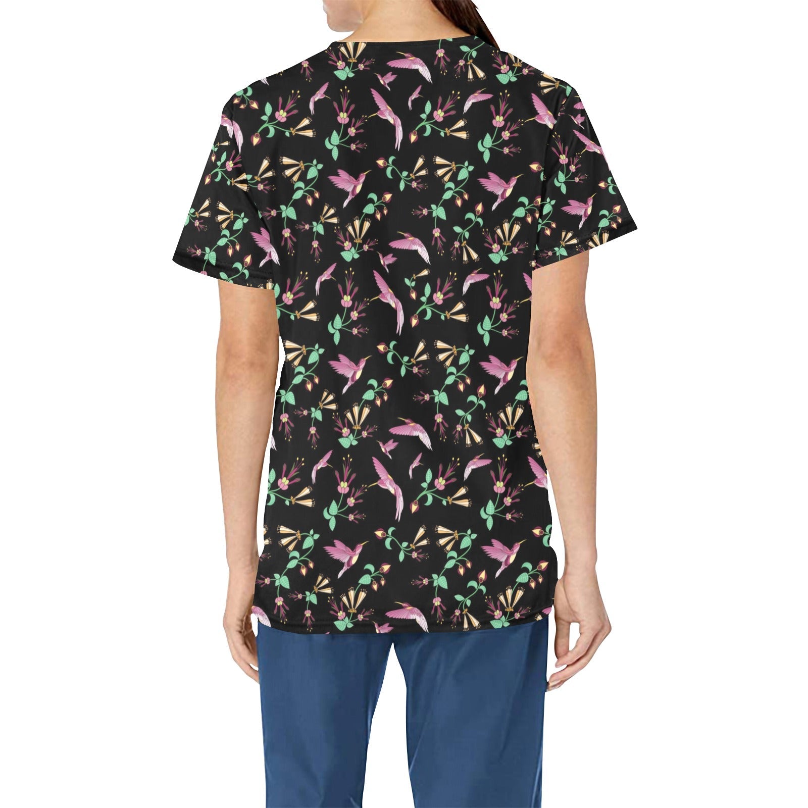 Swift Noir All Over Print Scrub Top Scrub Top e-joyer