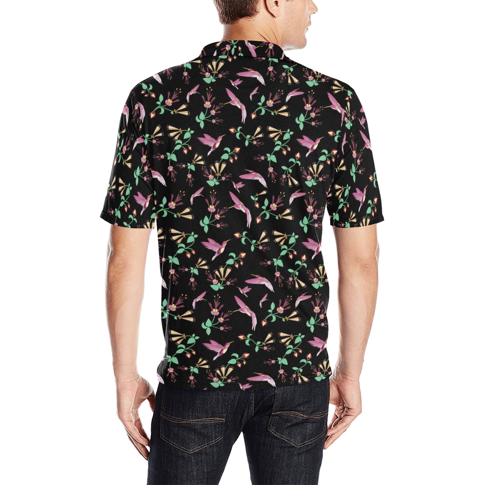 Swift Noir Men's All Over Print Polo Shirt (Model T55) Men's Polo Shirt (Model T55) e-joyer