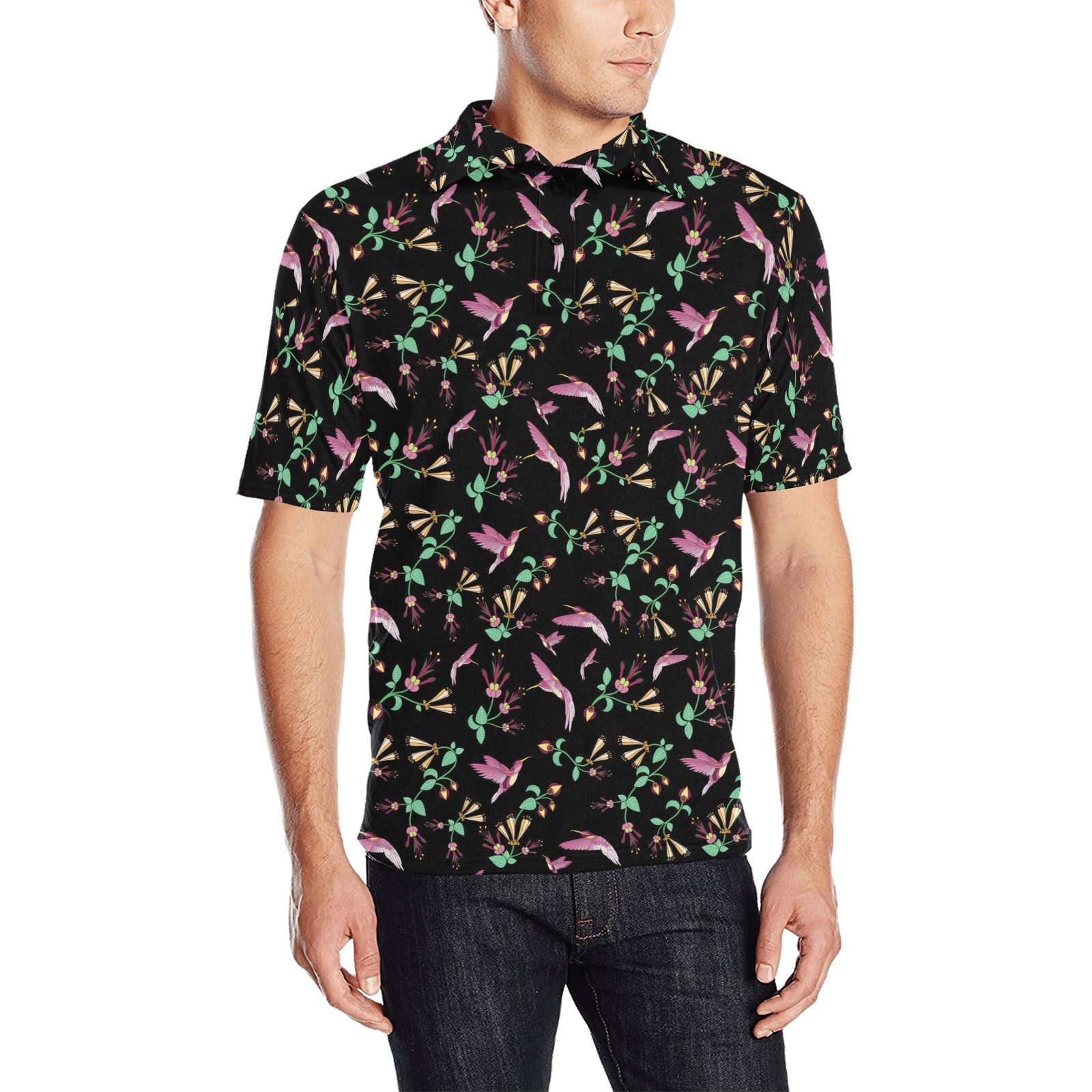 Swift Noir Men's All Over Print Polo Shirt (Model T55) Men's Polo Shirt (Model T55) e-joyer