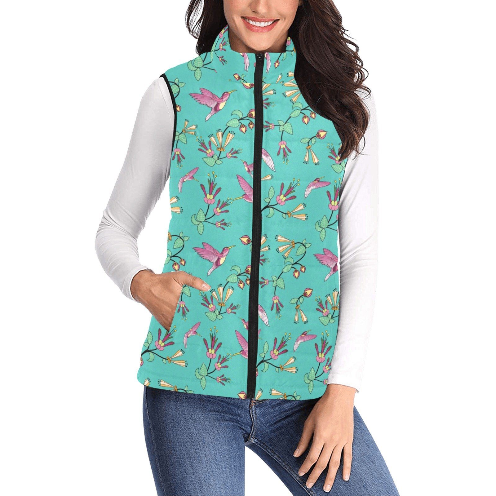 Swift Pastel Women's Padded Vest Jacket (Model H44) Women's Padded Vest Jacket (H44) e-joyer 