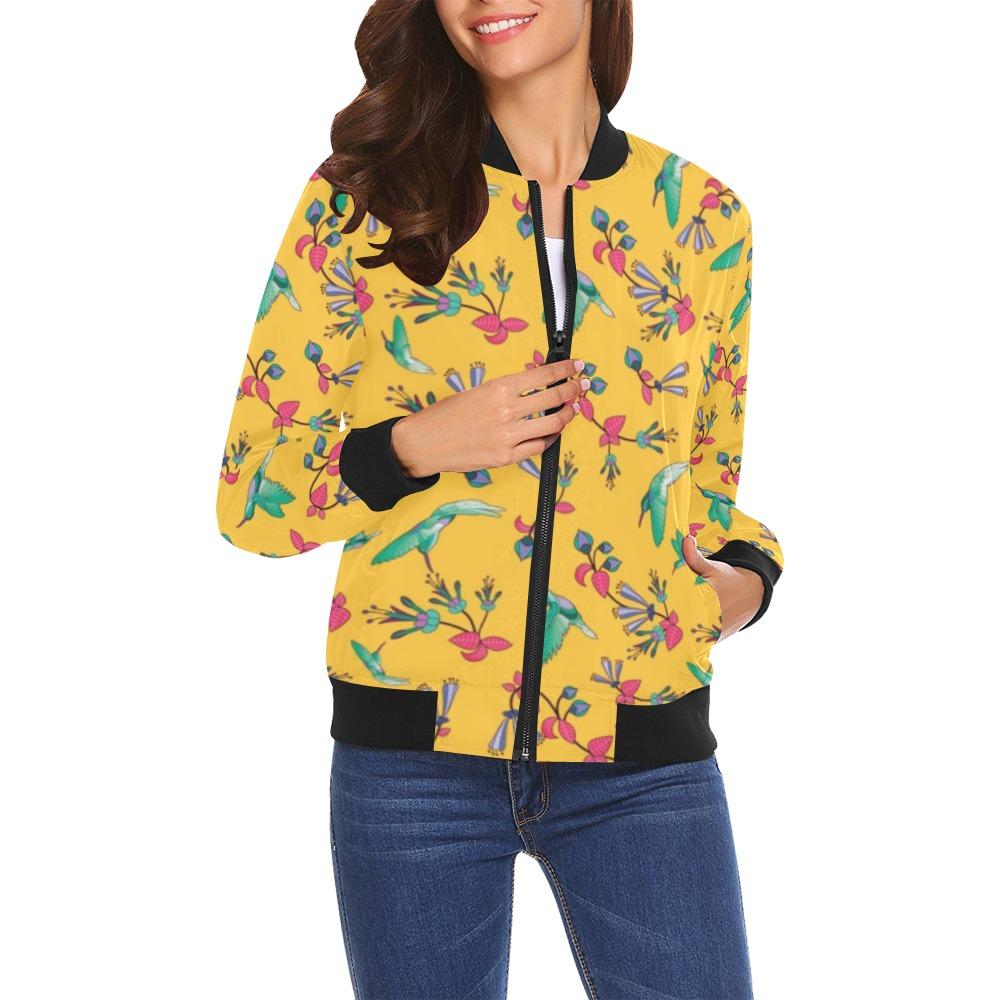 Swift Pastel Yellow All Over Print Bomber Jacket for Women (Model H19) Jacket e-joyer