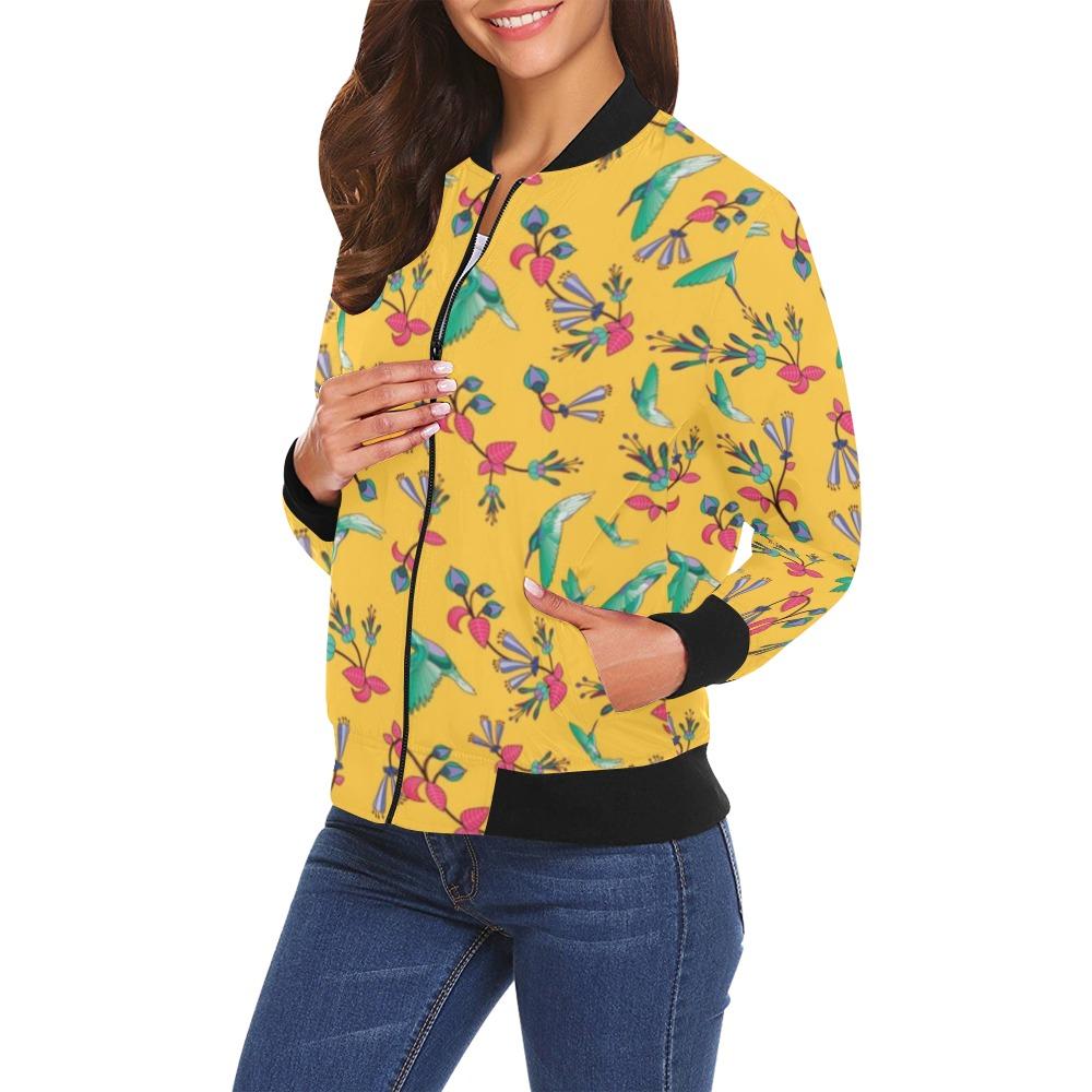 Swift Pastel Yellow All Over Print Bomber Jacket for Women (Model H19) Jacket e-joyer