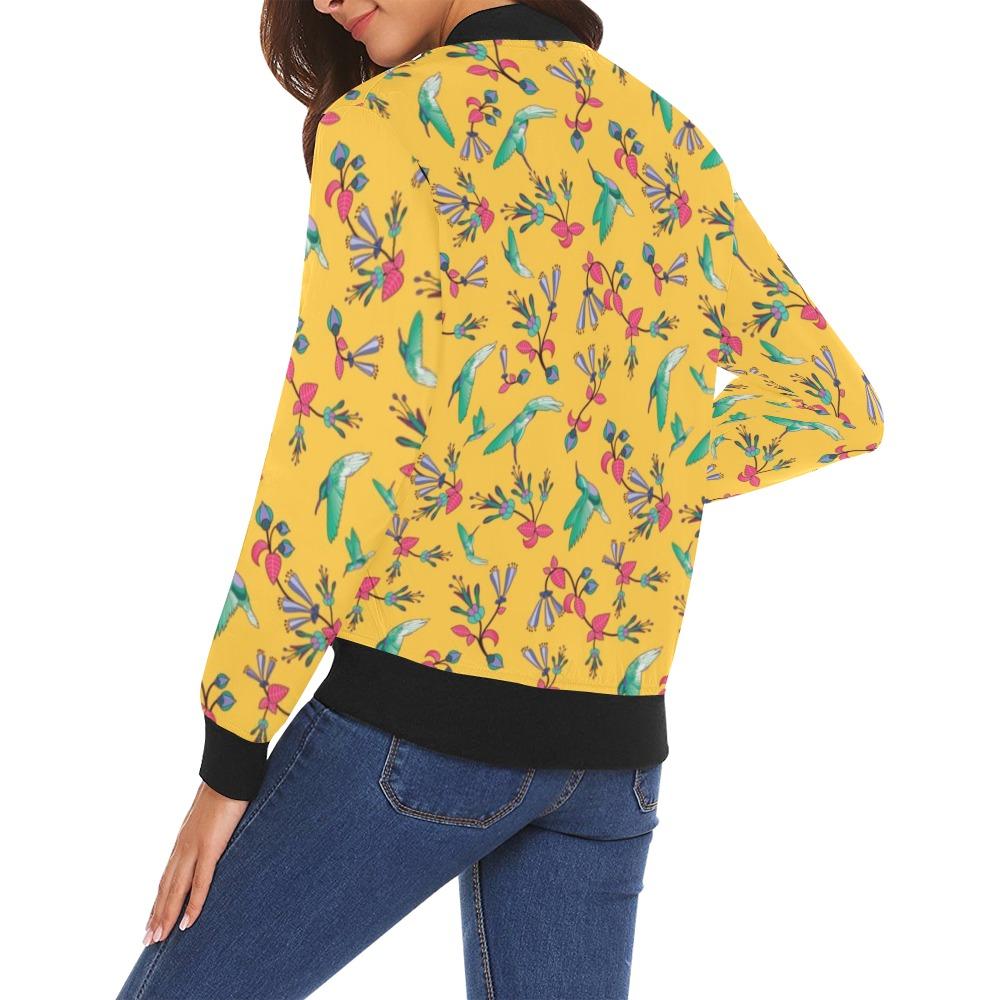 Swift Pastel Yellow All Over Print Bomber Jacket for Women (Model H19) Jacket e-joyer