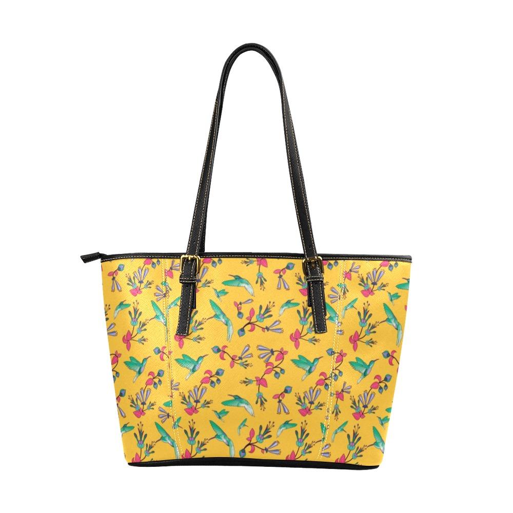 Swift Pastel Yellow Leather Tote Bag/Large (Model 1640) Leather Tote Bag (1640) e-joyer
