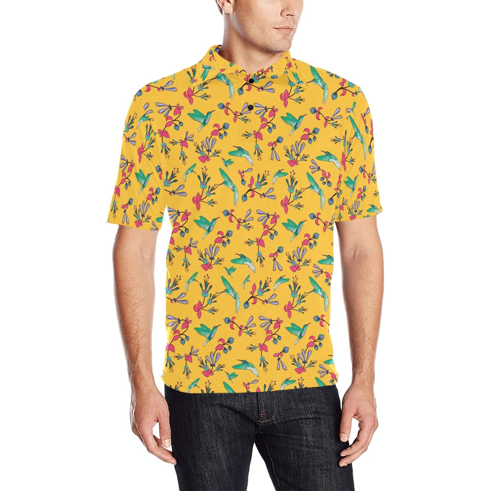 Swift Pastel Yellow Men's All Over Print Polo Shirt (Model T55) Men's Polo Shirt (Model T55) e-joyer