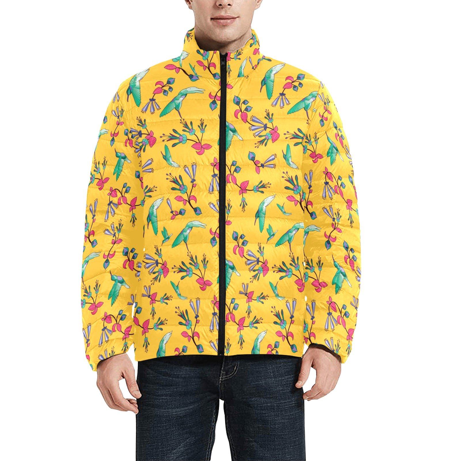 Swift Pastel Yellow Men's Stand Collar Padded Jacket (Model H41) Men's Stand Collar Padded Jacket (H41) e-joyer 