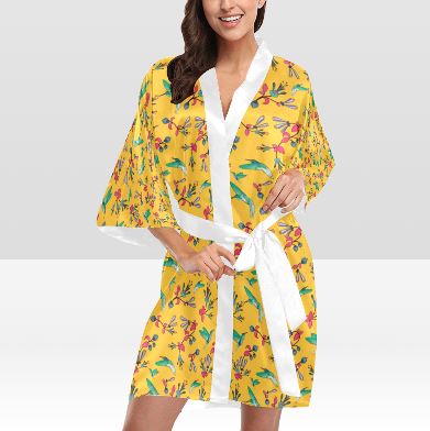 Swift Pastel Yellow White Kimono Robe Artsadd