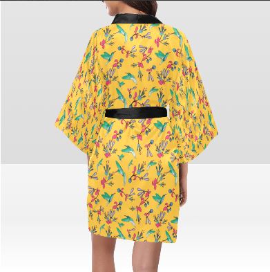 Swift Pastel Yellow White Kimono Robe Artsadd