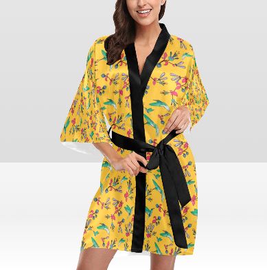 Swift Pastel Yellow White Kimono Robe Artsadd