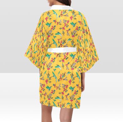 Swift Pastel Yellow White Kimono Robe Artsadd