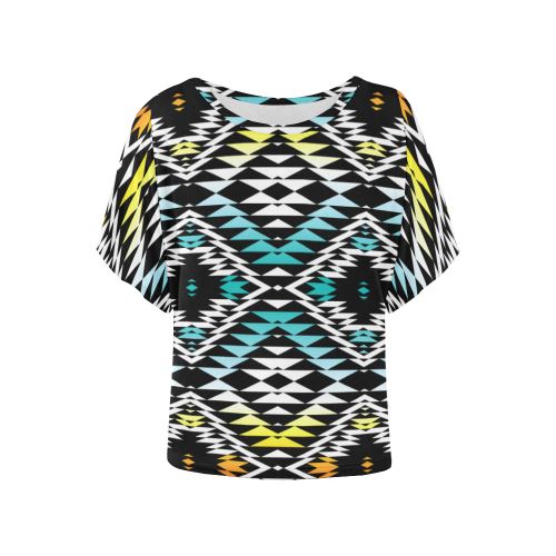 Taos Sunrise Women's Batwing-Sleeved Blouse T shirt (Model T44) Women's Batwing-Sleeved Blouse T shirt (T44) e-joyer