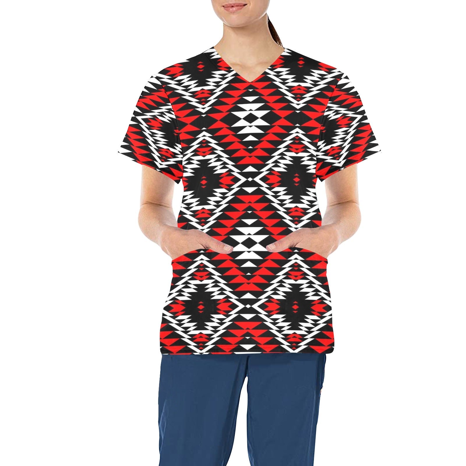 Taos Wool All Over Print Scrub Top Scrub Top e-joyer
