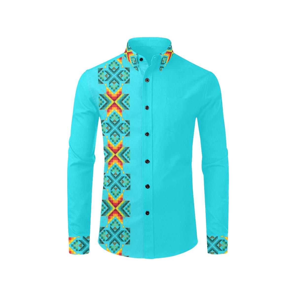 turquoise dress shirt for men Turquoise Blue Diamonds Mens Slim Fit Designer Dress Shirt