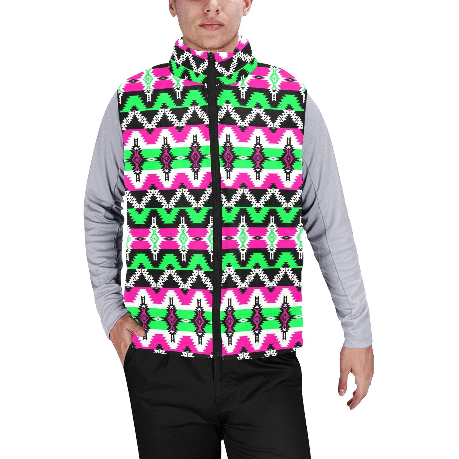 Two Spirit Ceremony Men's Padded Vest Jacket (Model H44) Men's Padded Vest Jacket (H44) e-joyer