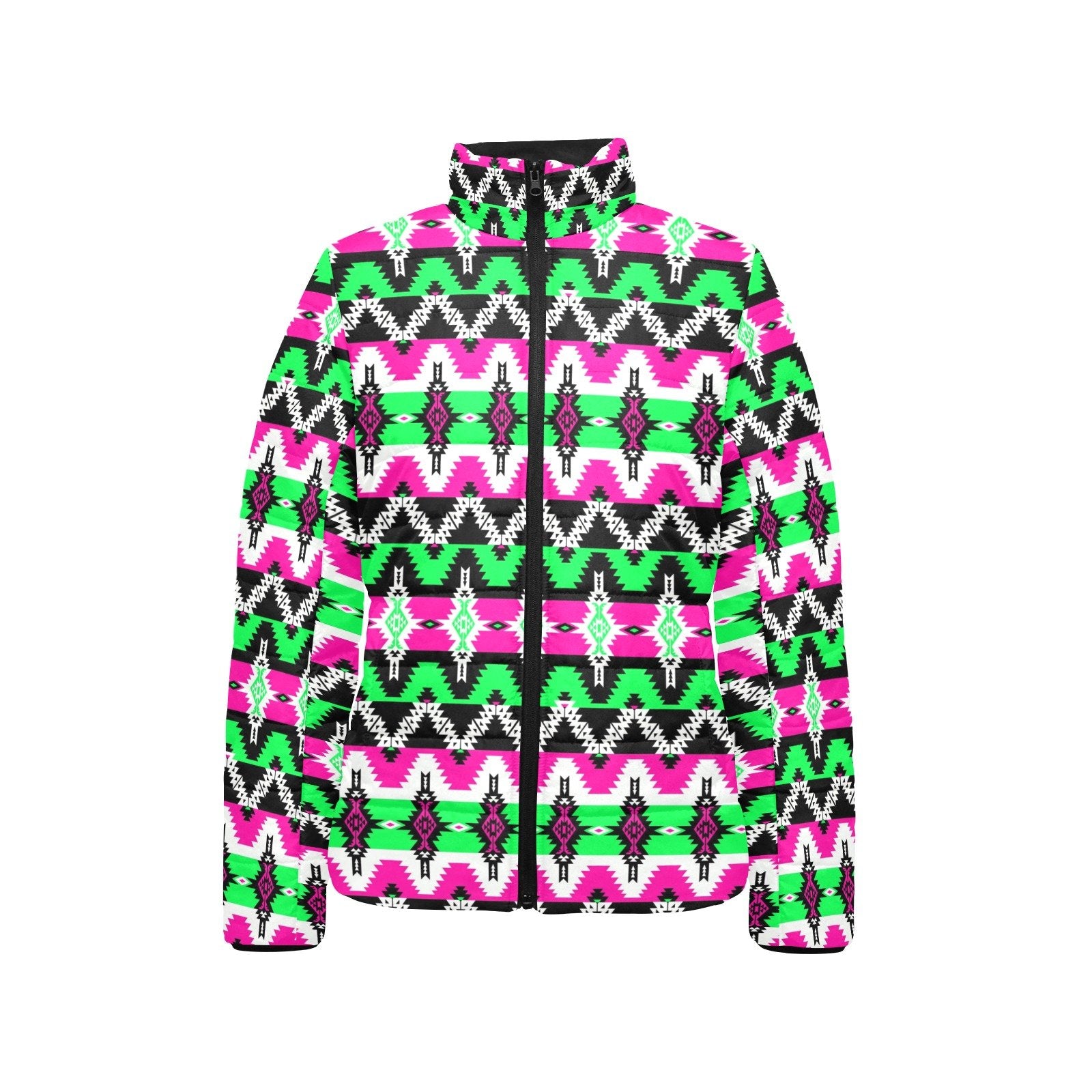 Two Spirit Ceremony Women's Stand Collar Padded Jacket (Model H41) jacket e-joyer