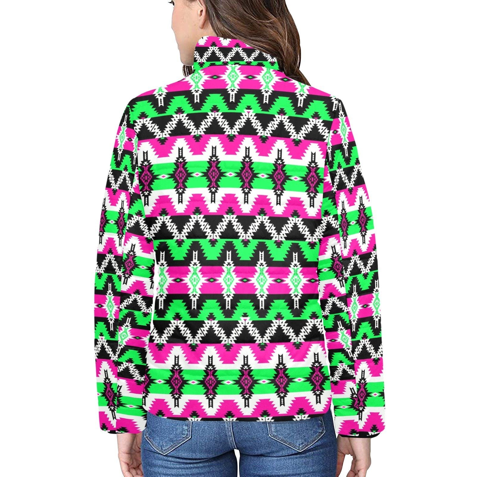 Two Spirit Ceremony Women's Stand Collar Padded Jacket (Model H41) jacket e-joyer